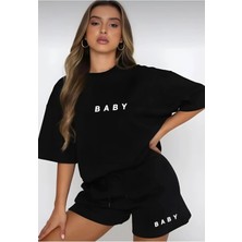 Medinenur Kadın Baby Baskılı Tshirt Şort Takım