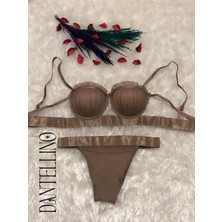 Dantellino Kadın Istiridye Sütyen Takım Dolgulu Kuşaklı