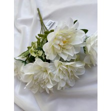 Zb Flowers Küçük Boy 5 Kafalı Krem Yapay Çiçek Dekor Çiçeği Organizasyon Çiçeği Vazo Çiçeği Ofis Çiçeği