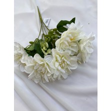 Zb Flowers Küçük Boy 5 Kafalı Krem Yapay Çiçek Dekor Çiçeği Organizasyon Çiçeği Vazo Çiçeği Ofis Çiçeği