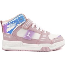 Cool Cool King Çocuk Günlük Sneaker Uzun Boğazlı Spor Bot Pudra Microfiber Malzemeden Düz Tabanlı