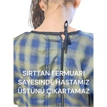 Butik Kısa Kollu Ribanalı Özel Tasrım Hasta Bakım Kıyafet Terletmez Ekose Kumaş