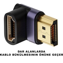 Techmaster HDMI To HDMI 90 Derece Çevirici 8k 2.1 UHD Dönüştürücü Adaptör