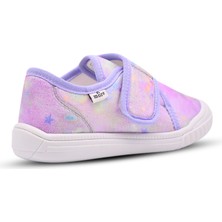 Kids A More Violet Kız Çocuk Ev ve Kreş Ayakkabısı Parlak Kumaş Lila