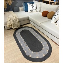 BDZ Deri Hasır Jüt Halı El Örgüsü Halı Kilim Yıkanabilir Çift Taraflı Oval