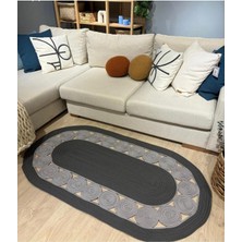 BDZ Deri Hasır Jüt Halı El Örgüsü Halı Kilim Yıkanabilir Çift Taraflı Oval