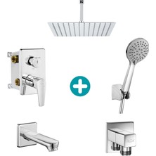 E.C.A Niobe Ankastre Gömme Banyo Bataryası Duş Seti Tüm Parçalar Dahil 40X40