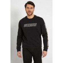 Guess Arlo Cn Sweatshırt Erkek Siyah Sweatshirt Z4GQ24K6ZS1-JBLK