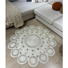 BDZ Deri Jüt Hasır El Örgüsü Halı Kilim Yıkanabilir Çift Taraflı Yuvarlak