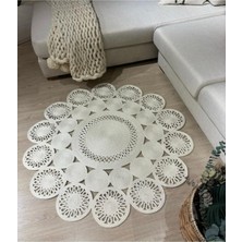 BDZ Deri Jüt Hasır El Örgüsü Halı Kilim Yıkanabilir Çift Taraflı Yuvarlak