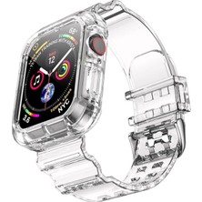 Alstrap Apple Watch 4-5-6-7-8-9 Se Uyumlu 38MM 40MM 41MM Kordon Kasa Korumalı Şeffaf Kordon