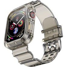 Alstrap Apple Watch 4-5-6-7-8-9 Se Uyumlu 38MM 40MM 41MM Kordon Kasa Korumalı Şeffaf Kordon