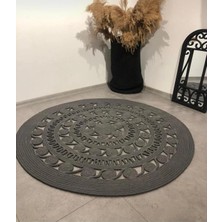 BDZ Deri Jüt Hasır El Örgüsü Halı Kilim Yıkanabilir Çift Taraflı Yuvarlak