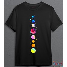 BUMETA Gezegenler Uzay Dünya Venüs Jüpiter Satürn Unisex T-Shirt 3042S