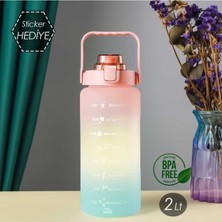 Voit 121 Kokusuz Bpa Free Stickerlı Suluk Motivasyon Matarası Su Şişesi - 2 Lt