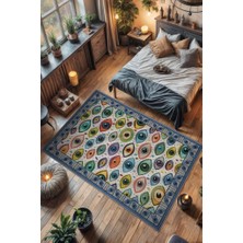 Homshtag Art Deko Renkli Nazar Boncuğu Temalı Renkli Halı Nazar Boncuğu Desenli Halı Modern Halı