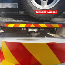 Nzb Fosforlu Reflektörlü Yapışkanlı Parlayan Fosfor Sarı Kırmızı Reflektif Düz Şerit Bant Sticker 5 cm 1 mt Ikaz Bandı