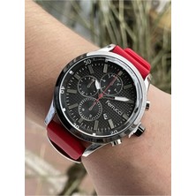 Ferrucci Kırmızı Silikon Kordon Takvimli Erkek Kol Saati - Bileklik Hediyeli