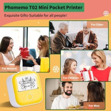 Phomemo T02 Mini Yazıcı, Sarı, Sticker Yazıcısı, Öğrenciler Için Eğitim Yardımcısı