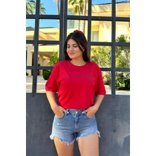 İpli Kırmızı Renk You Are Magic Baskı Unisex Oversize T-Shirt