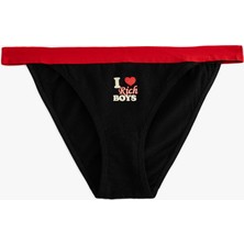 Koton Brazilian Külot Slogan Baskılı Pamuklu Yanları Ipli