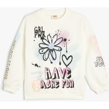 Koton Sweatshirt Grafiti Temalı Bisiklet Yaka Uzun Kollu
