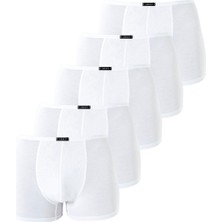 Erkek İnce Bel Lastikli Bambu Boxer Beyaz 5'li Paket