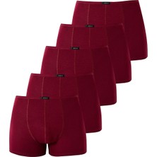 Erkek İnce Bel Lastikli Bambu Boxer Bordo 5'li Paket
