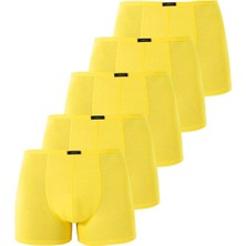 Erkek İnce Bel Lastikli Bambu Boxer Sarı 5'li Paket