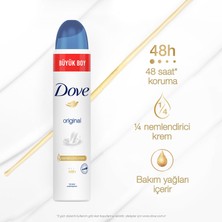 Dove Kadın Sprey Deodorant Original 1/4 Nemlendirici Krem Etkili Büyük Boy 200 ml