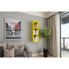 Dekormer Design Kitaplık Tek Duvar Rafı 90 cm Sarı