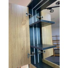 Çağ Dekor Atlantik Çam-Antrasit Gri Mat Mdf Seramik Lavabolu Asma Banyo Dolabı Takımı