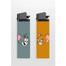 Sarang 2' Li Gazlı Çakmak Tom ve Jerry Baskılı Full Kaplamalı Rüzgar Geçirmez Tasarım