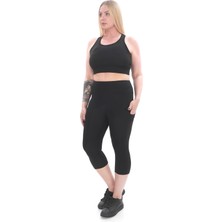 Banega Curve Büyük Beden Toparlayıcı Pedli Crop Siyah Spor Büstiyer