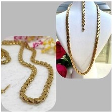 Asya Jewellery Birebir Kuyumcu Model Paslanmaz Çelik Pullu Arpa Zincir Uzun Kolye Çelik Pullu Halep Zinciri 60 cm