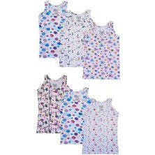 Tutku 6lı Kız Çocuk Geniş Askılı Atlet Empirme Pamuklu Renkli