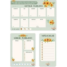 Harikalar Ofisi Ayçiçeği Tasarımlı 3'lü Planlayıcı Set Renkli ve Şık Ölçülerle