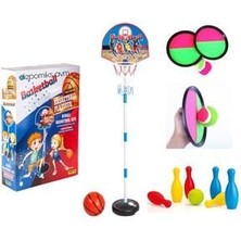 Ayaklı Ayarlanabilir Basketbol Potası At Tut Yakala Bowling Spor Oyuncakları Seti