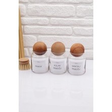 Zeze Desing 3'lü Top Kapaklı Pamuk Kulak Pamuğu Makyaj Pamuğu Kavanozu