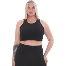 Banega Curve Büyük Beden Geniş Askılı Kaşkorse Siyah Fitilli Crop Büstiyer