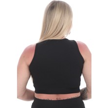 Banega Curve Büyük Beden Geniş Askılı Kaşkorse Siyah Fitilli Crop Büstiyer