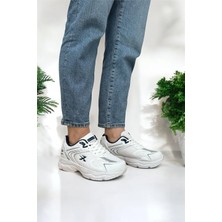 Liger Unisex Spor Ayakkabı Beyaz - Lacivert Su İtici Malzeme ile Aşınmaya Karşı Dayanıklı