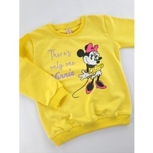 Bonboner Kids Kız Çocuk Sweatshirt Mevsimlik Minnie Mouse Baskılı Pembe ve Sarı Renk Seçenekleri Premium Kalite