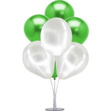 Kidspartim 7 Li Balon Demeti Metalik Yeşil Beyaz Balon