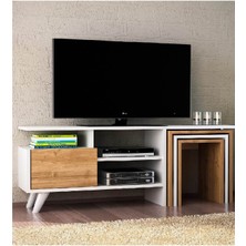 Tekno Trust 30  cm  Nature Tv Ünitesi Beyaz Ceviz 49  cm  Ahşap 120  cm  Sehpalı Beyaz