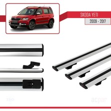 Acpar Skoda Yeti 2009-2017 Arası  ile Uyumlu Basıc Model Universal Ara Atkı Tavan Barı Gri 3 Adet