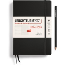 LEUCHTTURM1917 Weekly Planner & Notebook 18 Months English 2024 - 2025 Medium Black 370712