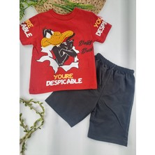 Bonboner Kids Erkek Çocuk / Bebek Şort Tişort Yazlık Ikili Takım Baskı ve Nakış Detaylı Duffy Duck Baskılı
