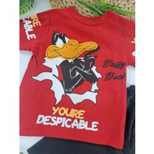 Bonboner Kids Erkek Çocuk / Bebek Şort Tişort Yazlık Ikili Takım Baskı ve Nakış Detaylı Duffy Duck Baskılı