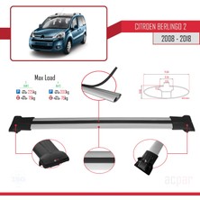 Acpar Citroen Berlingo 2008-2018 Arası ile Uyumlu Fly Model Ara Atkı Tavan Barı Gri 4 Adet Bar